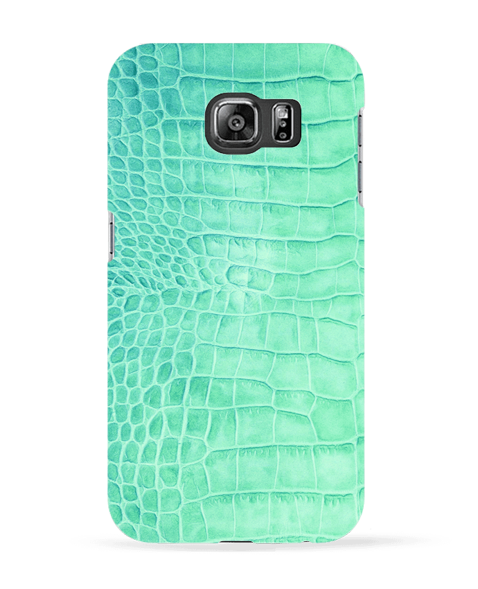 Coque Samsung Galaxy S6 Cuir croco vert d'eau - Les Caprices de Filles