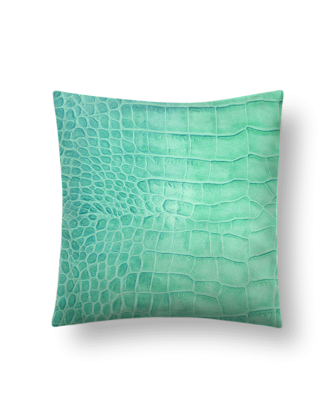 Cushion suede touch 45 x 45 cm Cuir croco vert d'eau by Les Caprices de Filles