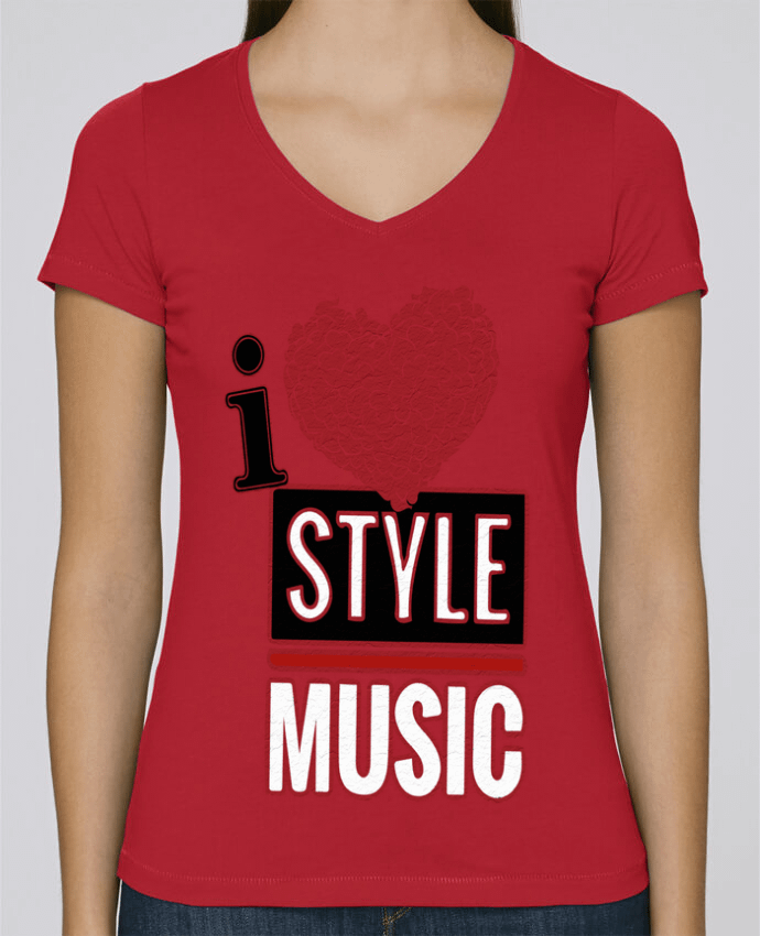 T-shirt femme col V Stella Chooses Style musique par David