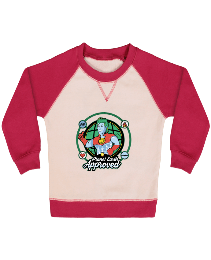 Sweatshirt Baby crew-neck sleeves contrast raglan Planet Earth Approved by Kempo24