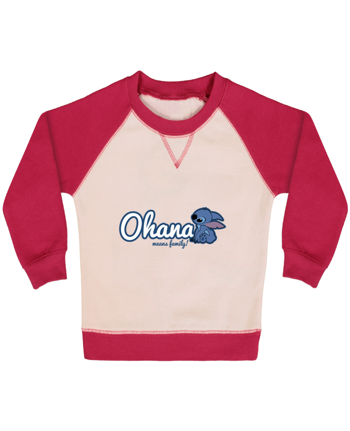 Sweatshirt Baby crew-neck sleeves contrast raglan Ohana means family by Kempo24