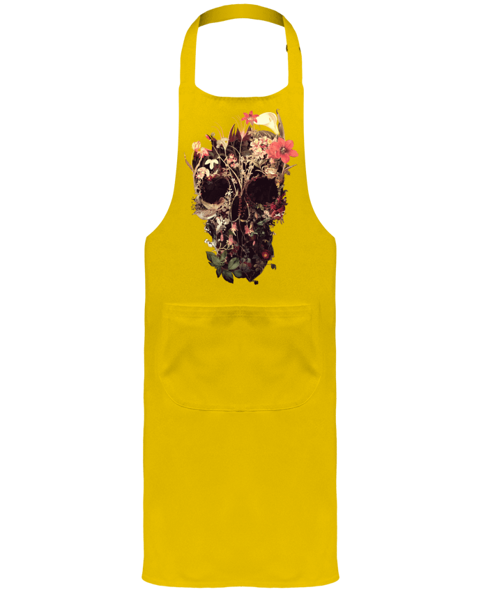 Garden or Sommelier Apron with Pocket Bloom Skull by ali_gulec