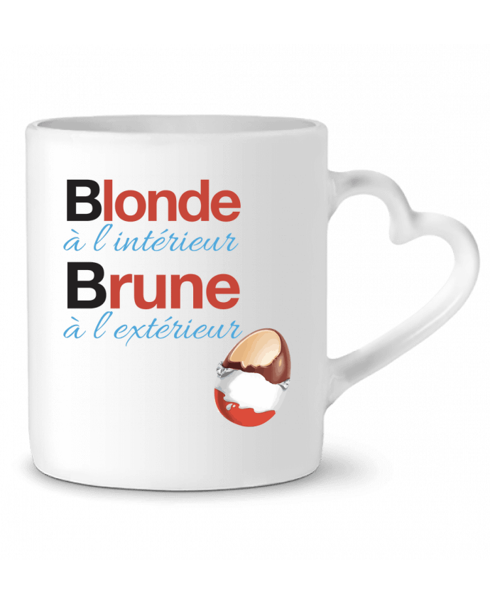 Mug coeur Blonde à l'intérieur / Brune à l'extérieur par Monidentitevisuelle