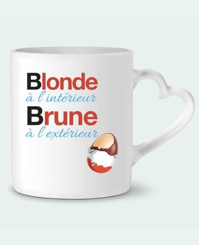 Mug coeur Blonde à l'intérieur / Brune à l'extérieur par Monidentitevisuelle