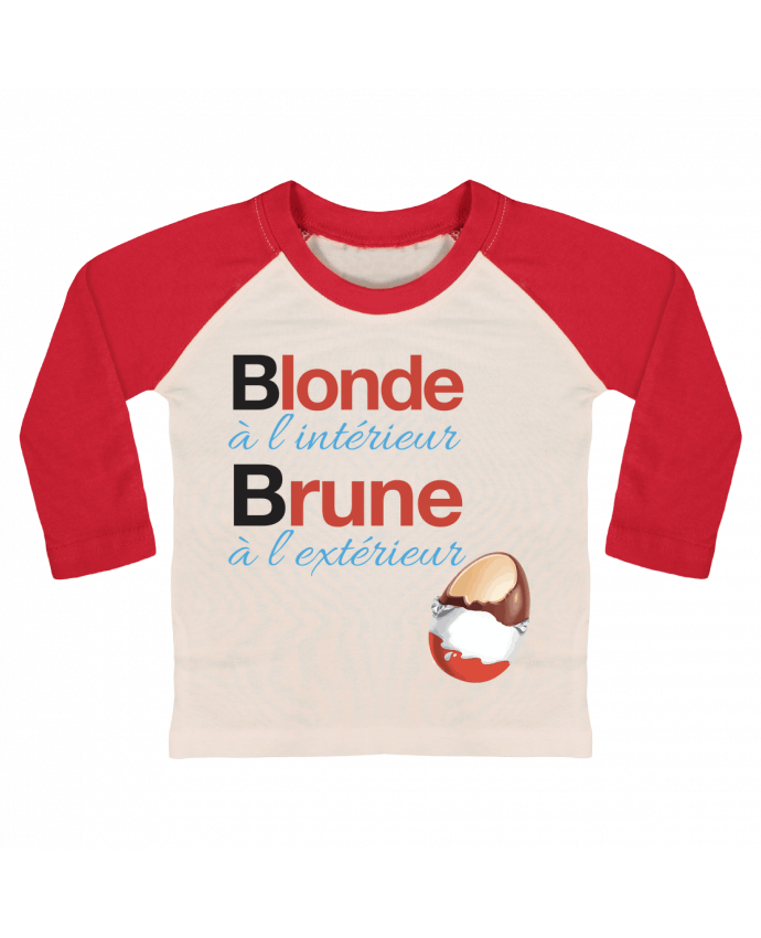 Tee-shirt Bébé Baseball ML Blonde à l'intérieur / Brune à l'extérieur par Monidentitevisuelle