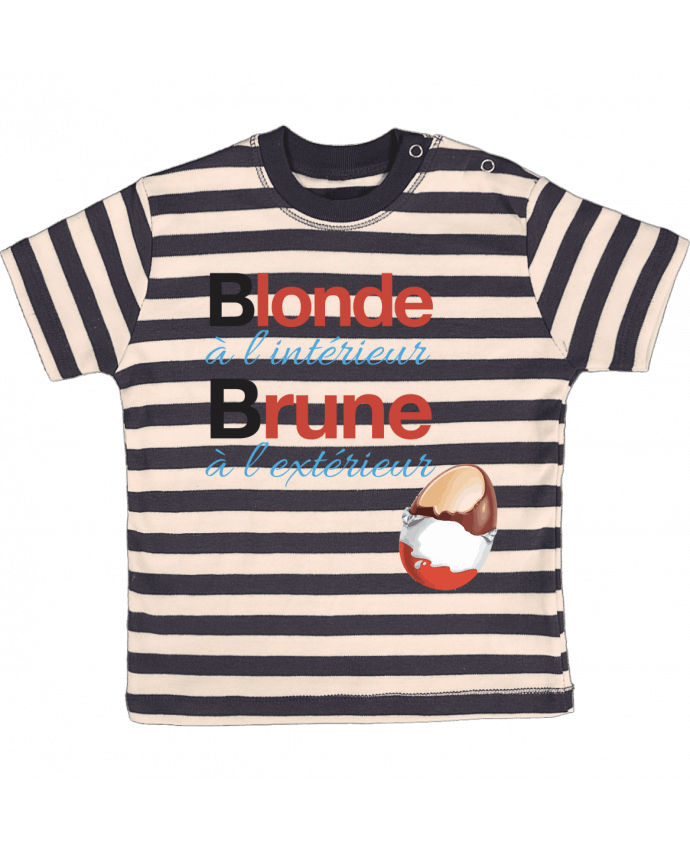 T-shirt baby with stripes Blonde à l'intérieur / Brune à l'extérieur by Monidentitevisuelle