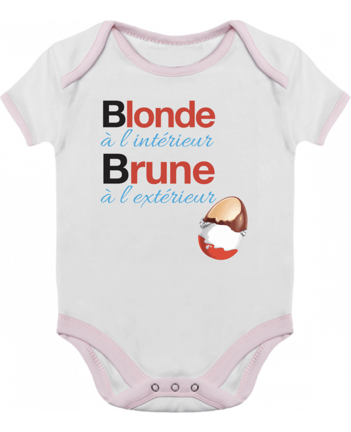 Body bébé manches contrastées Blonde à l'intérieur / Brune à l'extérieur par Monidentitevisuelle
