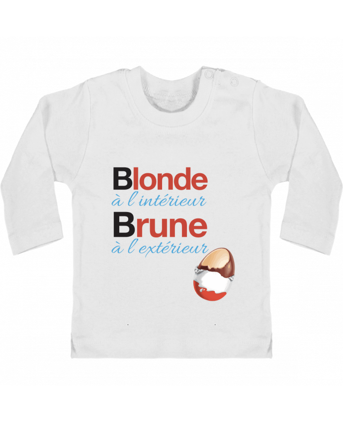 Baby T-shirt with press-studs long sleeve Blonde à l'intérieur / Brune à l'extérieur manches longues du designer Monidentitevis