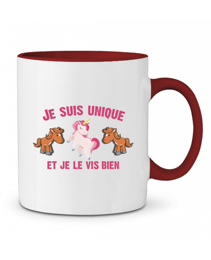 Mug bicolore Je suis unique et je le vis bien tunetoo