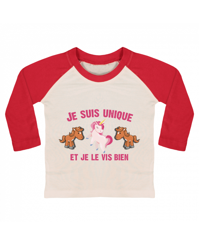 Tee-shirt Bébé Baseball ML Je suis unique et je le vis bien par tunetoo