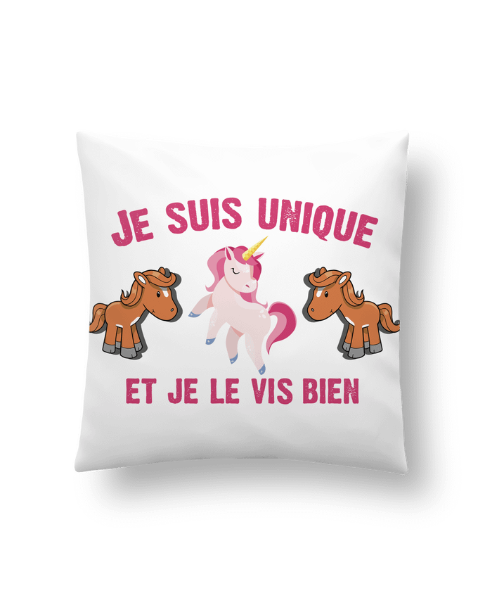 Cushion synthetic soft 45 x 45 cm Je suis unique et je le vis bien by tunetoo