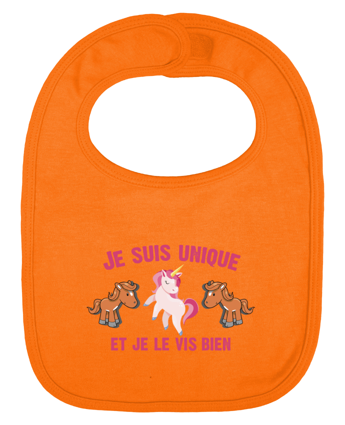 Baby Bib plain and contrast Je suis unique et je le vis bien by tunetoo