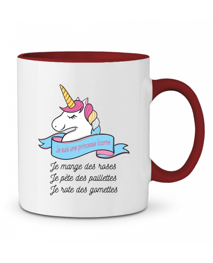 Mug bicolore Je suis une princesse licorne tunetoo