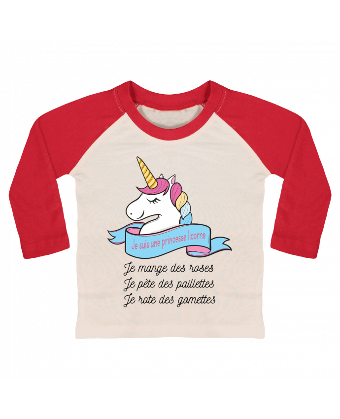 T-shirt baby Baseball long sleeve Je suis une princesse licorne by tunetoo