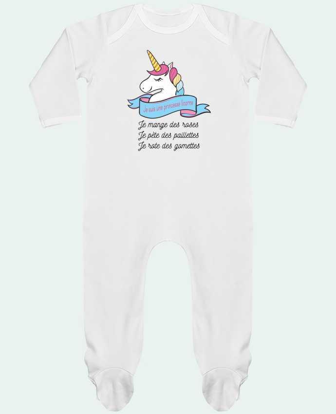 Baby Sleeper long sleeves Contrast Je suis une princesse licorne by tunetoo