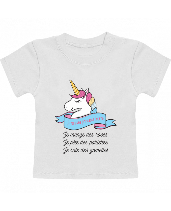 T-shirt bébé Je suis une princesse licorne manches courtes du designer tunetoo