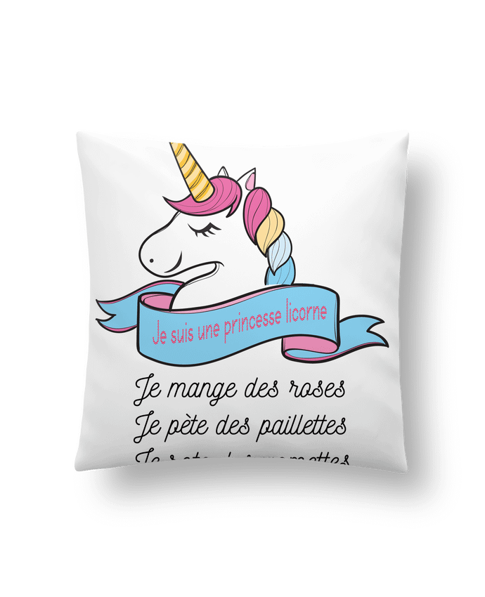 Cushion synthetic soft 45 x 45 cm Je suis une princesse licorne by tunetoo