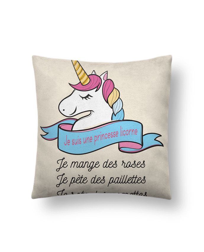 Cushion suede touch 45 x 45 cm Je suis une princesse licorne by tunetoo