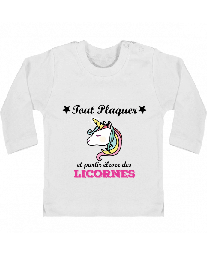 Camiseta Bebé Manga Larga con Botones  Tout plaquer et portir élever des licornes manches longues du designer tunetoo