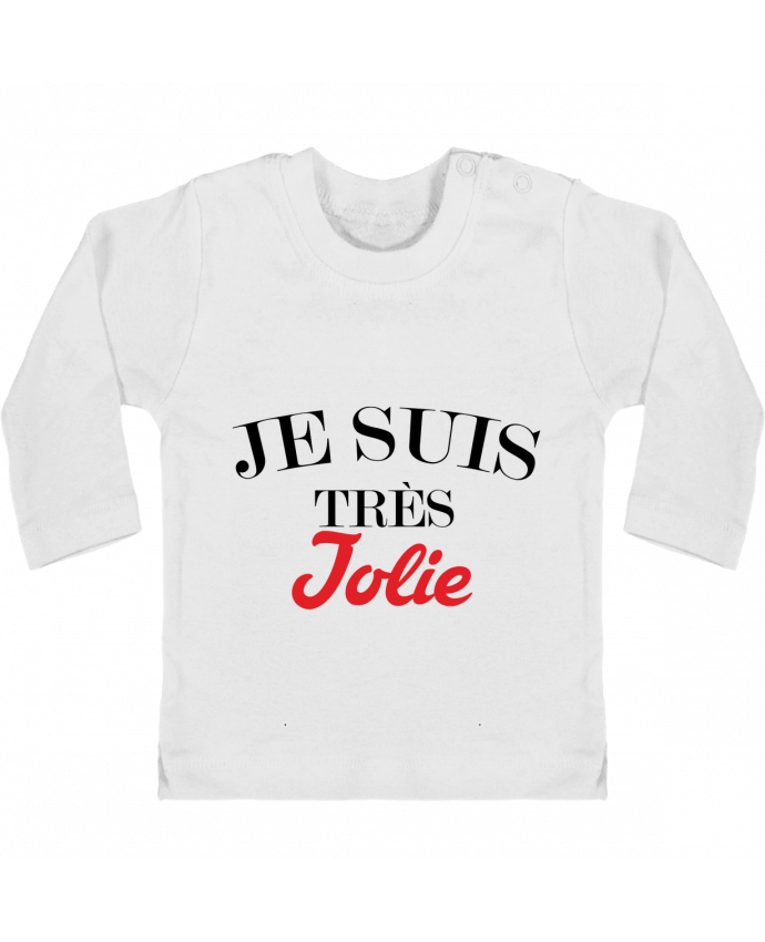 Baby T-shirt with press-studs long sleeve Je suis très jolie manches longues du designer tunetoo