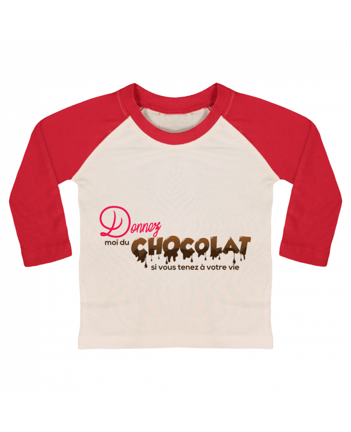 Tee-shirt Bébé Baseball ML Donnez moi du chocolat !! par tunetoo