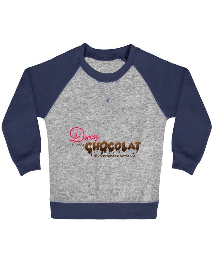 Sweatshirt Baby crew-neck sleeves contrast raglan Donnez moi du chocolat !! by tunetoo