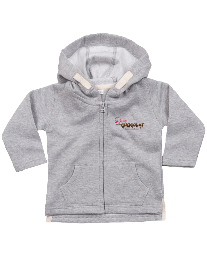 Hoddie with zip for baby Donnez moi du chocolat !! by tunetoo