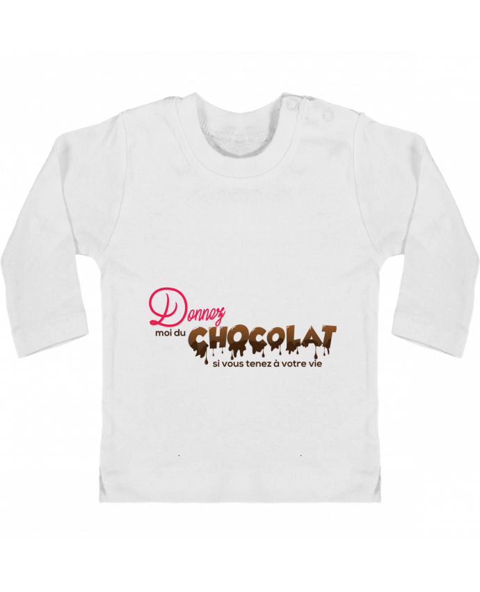 Baby T-shirt with press-studs long sleeve Donnez moi du chocolat !! manches longues du designer tunetoo