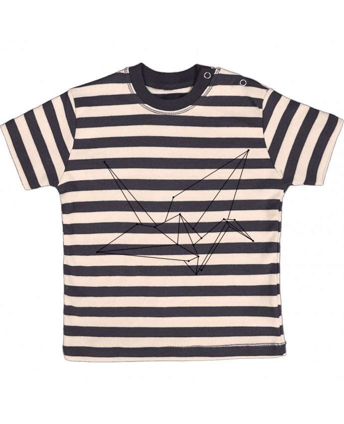 T-shirt baby with stripes Origami bird by /wait-design