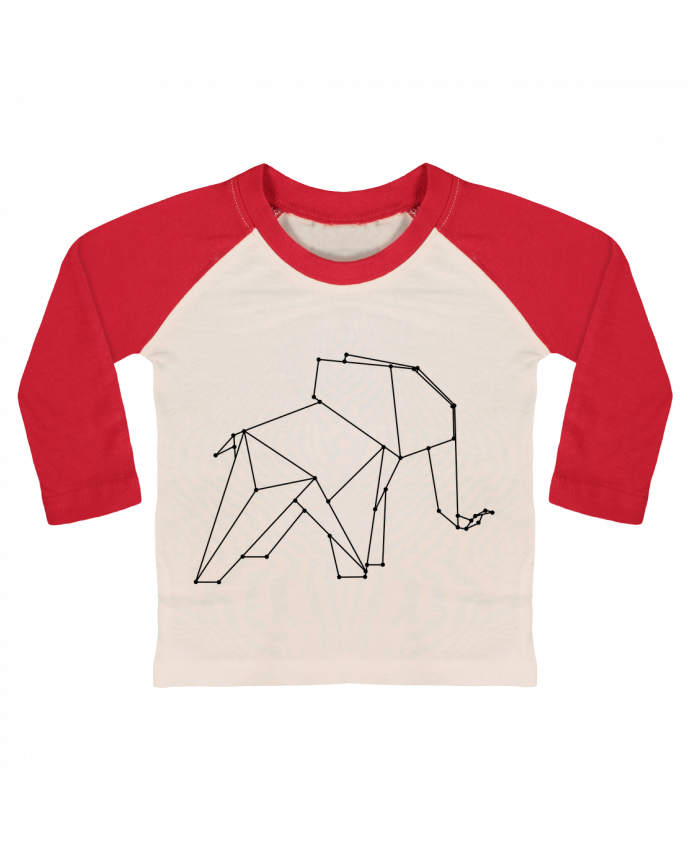 T-shirt baby Baseball long sleeve Origami elephant by /wait-design