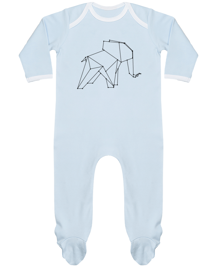 Baby Sleeper long sleeves Contrast Origami elephant by /wait-design