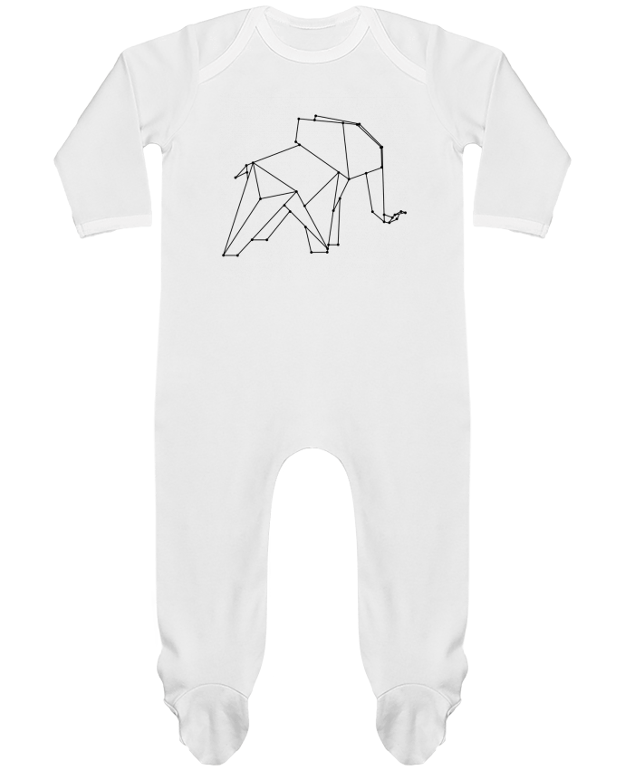 Baby Sleeper long sleeves Contrast Origami elephant by /wait-design