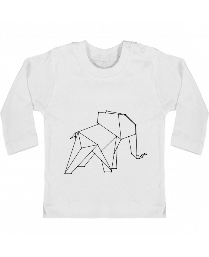 Baby T-shirt with press-studs long sleeve Origami elephant manches longues du designer /wait-design