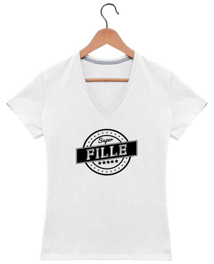 T-shirt femme col V Super fille par justsayin