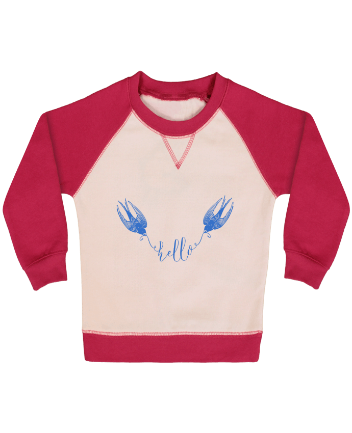 Sweatshirt Baby crew-neck sleeves contrast raglan Hello by Les Caprices de Filles
