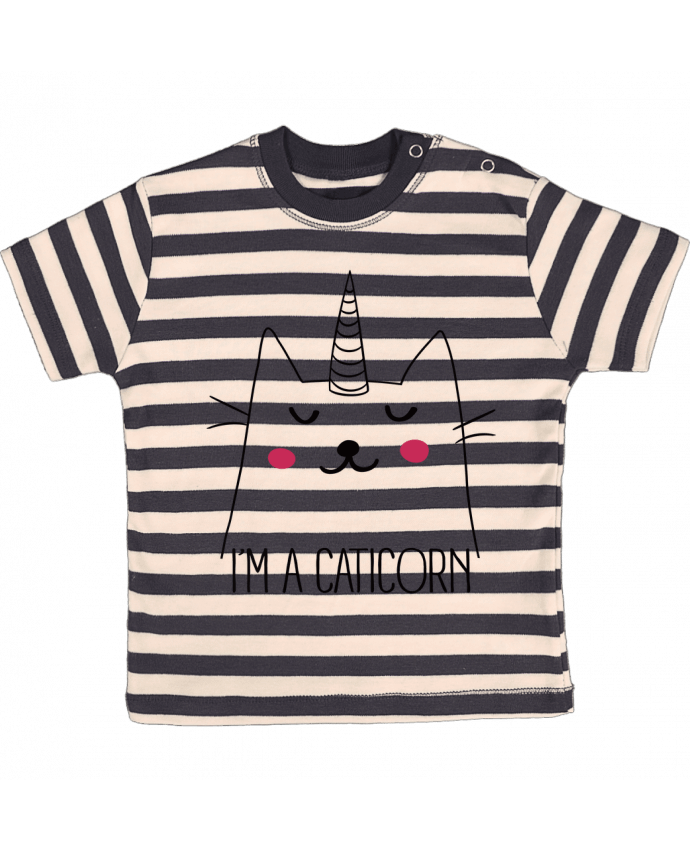 Tee-shirt bébé à rayures I'm a Caticorn par Freeyourshirt.com