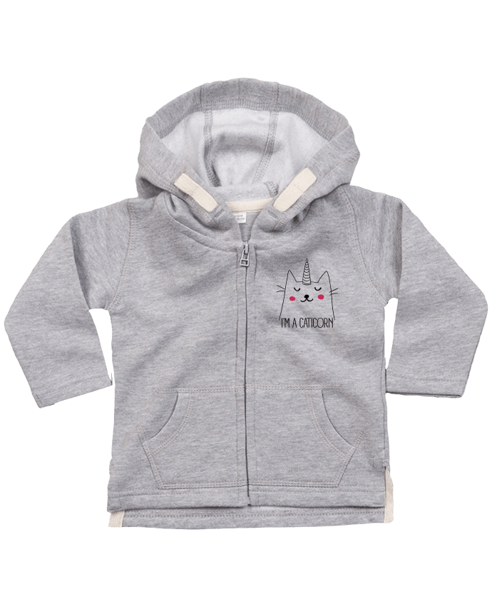 Hoddie with zip for baby I'm a Caticorn by Freeyourshirt.com