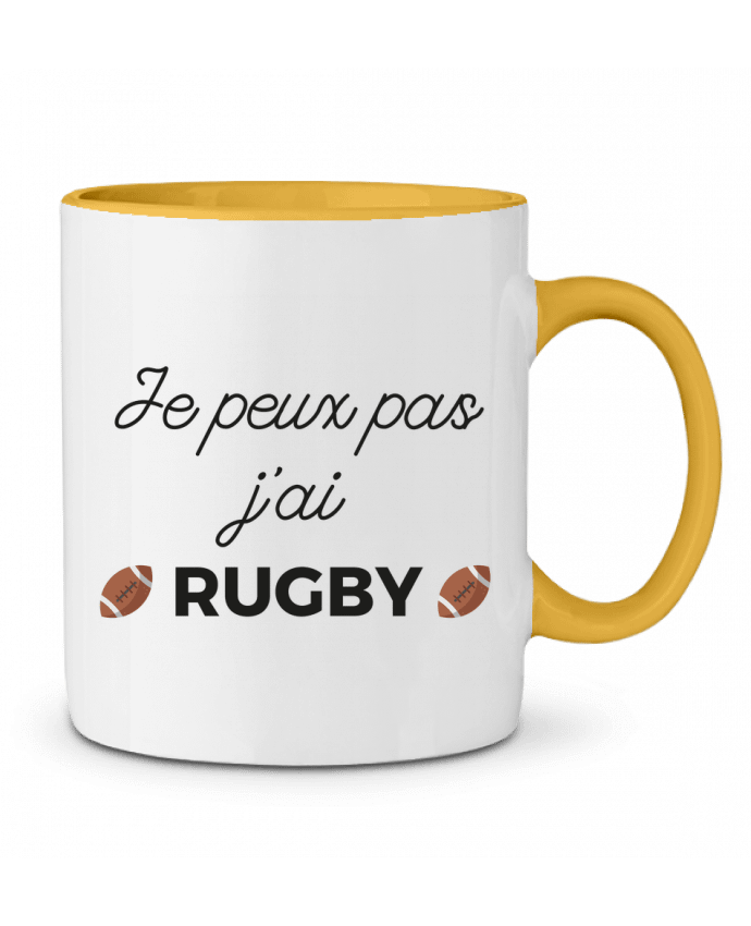 Two-tone Ceramic Mug Je peux pas j'ai Rugby Ruuud