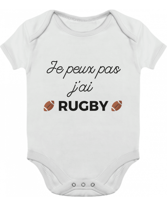 Body bébé manches contrastées Je peux pas j'ai Rugby par Ruuud