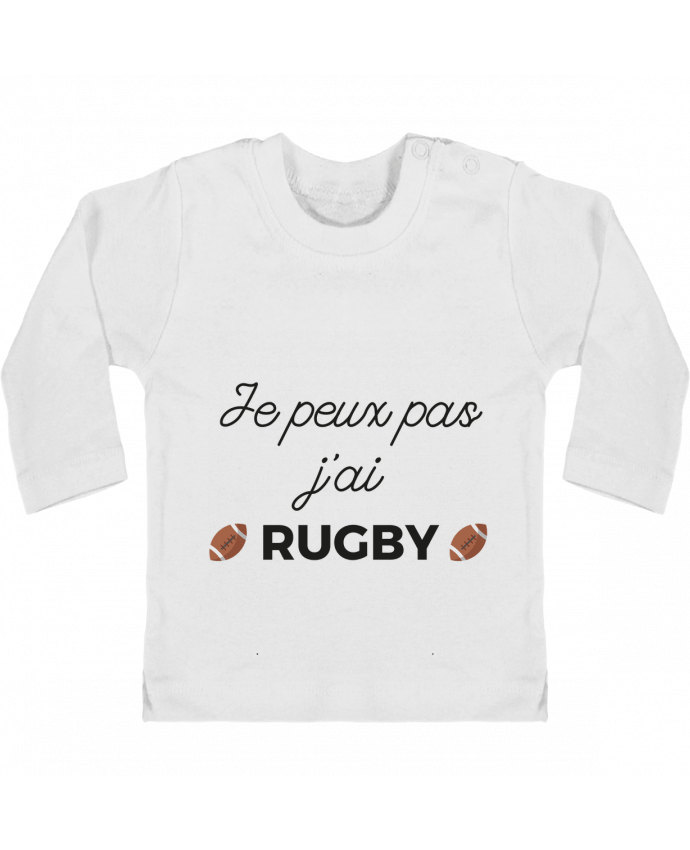 Baby T-shirt with press-studs long sleeve Je peux pas j'ai Rugby manches longues du designer Ruuud