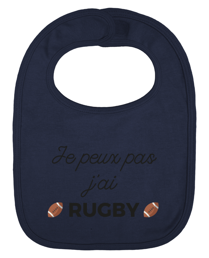 Baby Bib plain and contrast Je peux pas j'ai Rugby by Ruuud