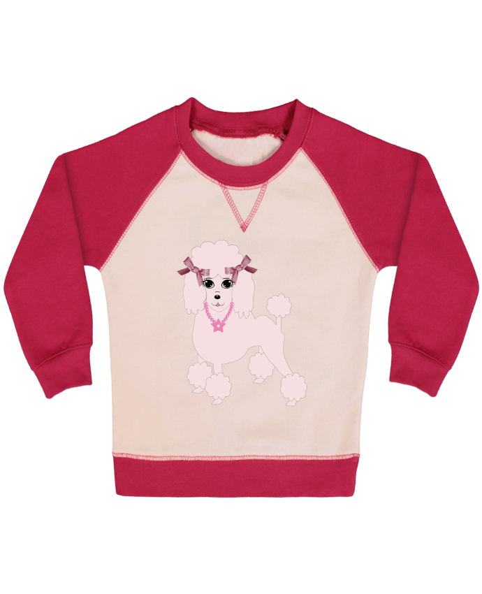 Sweatshirt Baby crew-neck sleeves contrast raglan Caniche rose by Les Caprices de Filles