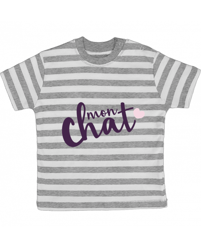 Tee-shirt bébé à rayures Mon Chat par Nana