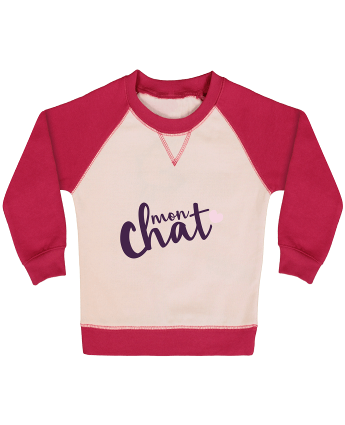 Sweatshirt Baby crew-neck sleeves contrast raglan Mon Chat by Nana