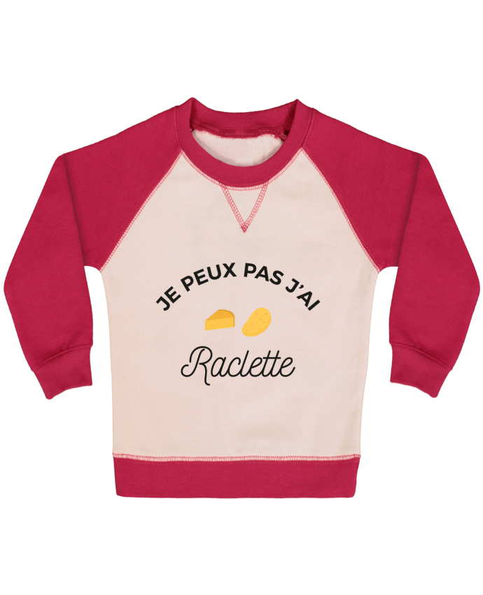 Sweatshirt Baby crew-neck sleeves contrast raglan Je peux pas j'ai raclette by Ruuud