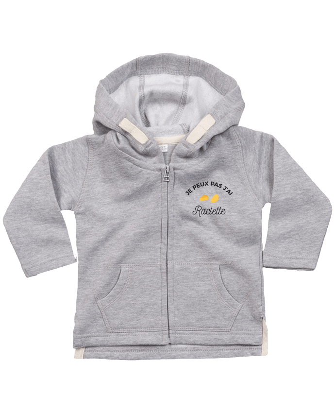 Hoddie with zip for baby Je peux pas j'ai raclette by Ruuud