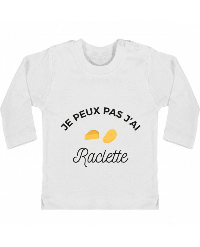 Baby T-shirt with press-studs long sleeve Je peux pas j'ai raclette manches longues du designer Ruuud