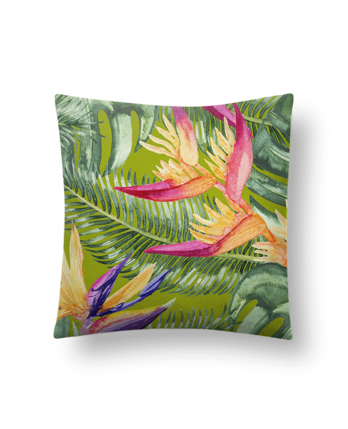 Cushion suede touch 45 x 45 cm Fleurs exotiques by Les Caprices de Filles
