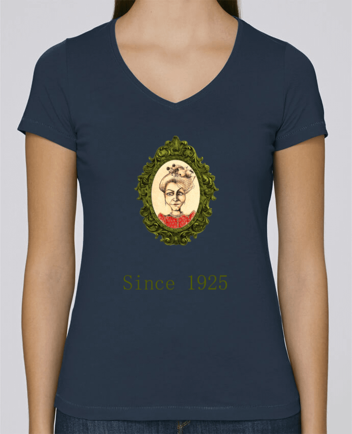Camiseta Mujer Cuello en V Stella Chooses Ma vieille Tante por Lia Illustration bien-être