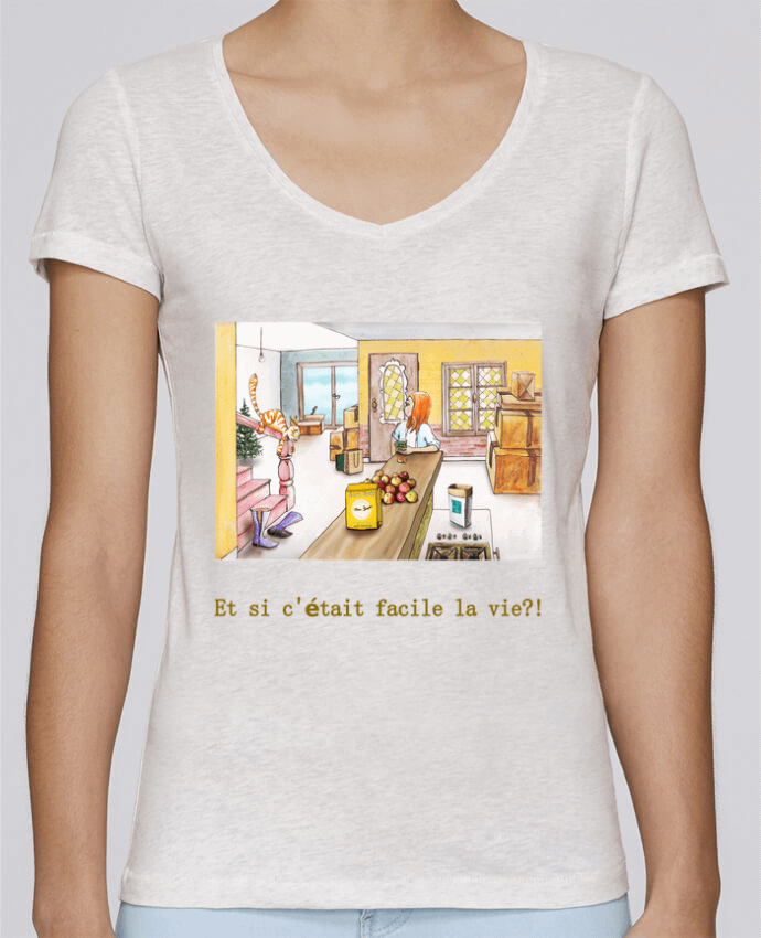 T-shirt femme col V Stella Chooses emménagement la vie facile par Lia Illustration bien-être
